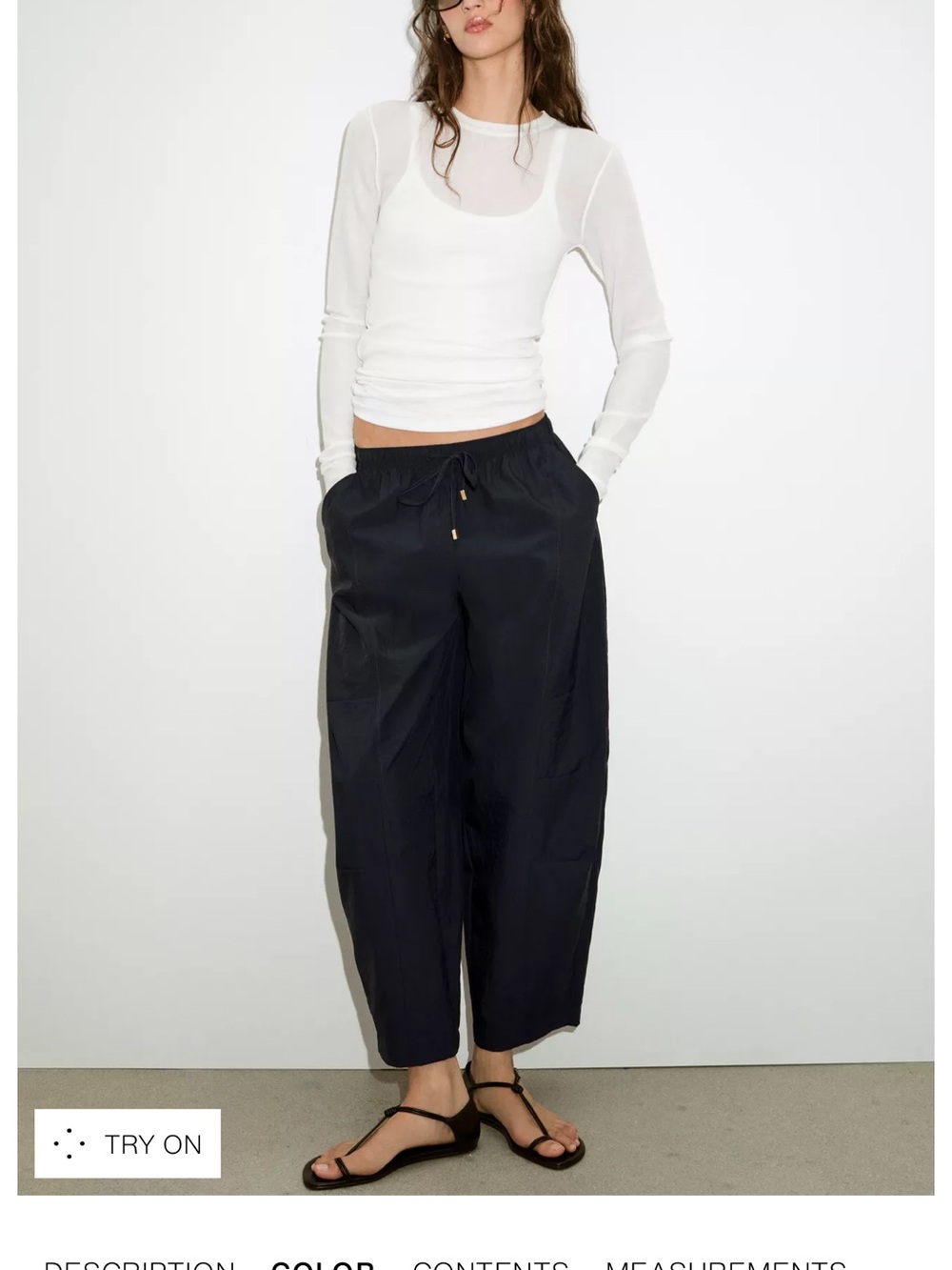 Wide-Leg Drawstring Pants in Black
